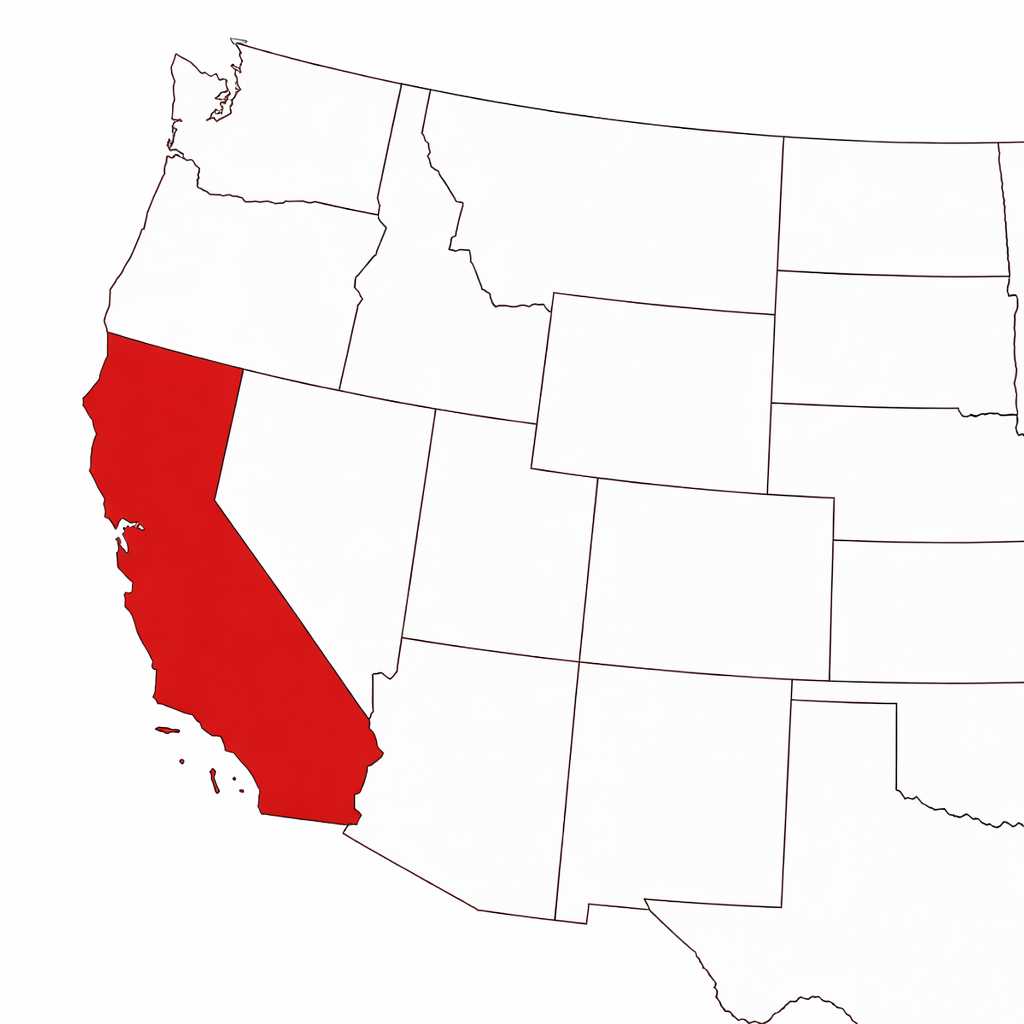 West coast map with Southern California highlighted